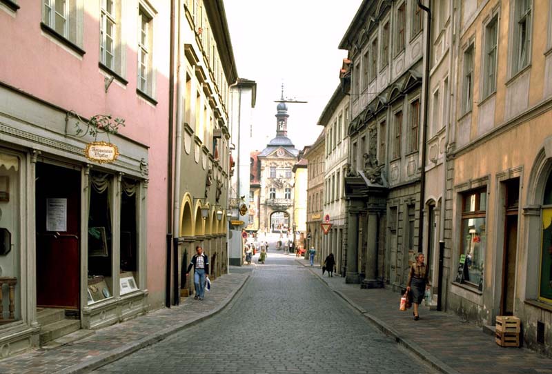 view down cobble stone street