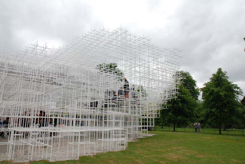 white metal grid structure